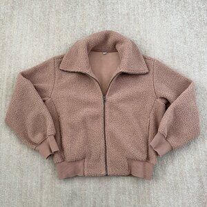 Uniqlo Faux Fur Sherpa Teddy Zip Up Bomber Jacket M